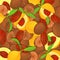 The nutemeg background. Closely spaced delicious spice nuts vector illustration. pattern, nutmeg fruit in the shell
