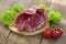 Nutria meat with vegetables and herbs, blank, meat processing