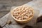 Nutrient-dense food - raw chickpeas grains in bowl