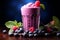 Nutrient packed breakfast blueberry smoothie with fresh, vibrant berries