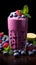 Nutrient packed breakfast blueberry smoothie with fresh, vibrant berries