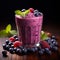 Nutrient packed breakfast blueberry smoothie with fresh, vibrant berries