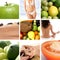 A nutrition collage with a lot of tasty fruits