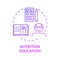 Nutrition education purple gradient concept icon