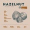 Nutrition fact of hazelnut. Hand drawn vector.