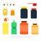 Nutritional supplements, sports vitamins and sports bottles for water flat isolated