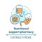 Nutritional support pharmacy concept icon. Medicine idea thin line illustration. Supplementary medication prescription