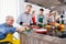 Nutritionist and trainees in a training kitchen