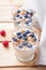 Nutritious and healthy yogurt with blueberries and cereal