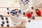 Nutritious and healthy yogurt with blueberries and cereal