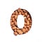 Nuts almonds typeface. Number zero made of nut heap and paper cut null shape isolated on white