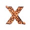 Nuts alphabet. Letter X of natural almonds and paper cut isolated on white. Typeface and healthy snack