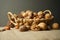 Nuts in a basket. beautiful still life close-up on a dark background.