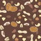 Nuts collection tileable texture vector. Suits for fabric and package print