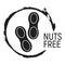 Nuts Free. Allergen food, GMO free products icon and logo. Intolerance and allergy food. Concept black and simple vector