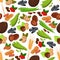 Nuts, grain, kernels, berries seamless background