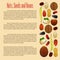 Nuts, seeds and beans nutrition vector poster