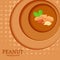 Nutty background with circles on top of each other and peanut nut composition. Vector illustration.