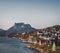 Nuuk capital of Greenland with Beautiful small colorful houses in myggedalen during Sunset Sunrise Midnight Sun