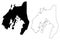 Nuuk City Kingdom of Denmark, Greenland island map vector illustration, scribble sketch City of Godthab map