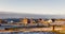 Nuuk city suburb panorama with Inuit houses with sea and the fjord background, Greenland