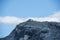 Nuvolau mountain hut on a mountain edge, Cinque Torri, Dolomites, Veneto, Italy