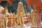 Nuwara Eliya, Sri Lanka: 03/21/2019:Sriramajayam Hindu Temple ornate gold statues of the gods