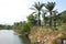 NView of the canal against the background of the mountains