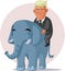 NY, USA, August 14, 2020 Donald Trump Riding an Elephant