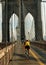 NYC: Bicyclist on the Brooklyn Bridge