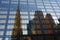 NYC intersecting high-rise buildings architectural reflections