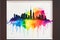 NYC New York City, USA rainbow silhouette city skyline Manhattan