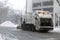 NYC Sanitation trucks plowing snow in the Bronx