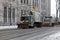 NYC Sanitation trucks plowing snow in the Bronx