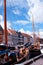 Nyhavn buildings with boats in Copenhagen, Denmark.