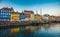 Nyhavn district is one of the most famous landmarks in Copenhagen, Denmark