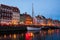 Nyhavn at night in Copenhagen, Denmark