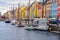 Nyhavn pier with color buildings and ships in Copenhagen, Denmark