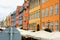 Nyhavn street sign at Nyhavn place, Copenhagen, Denmark.