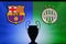NYON, SWISS, NOVEMBER 2. 2020: Barcelona vs. FerencvÃ¡ros Budapest. Football UEFA Champions League 2021 Group Stage match. UCL