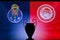 NYON, SWISS, NOVEMBER 2. 2020: Porto FC vs. Olympiacos Piraeus. Football UEFA Champions League 2021 Group Stage match. UCL Trophy