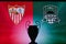 NYON, SWISS, NOVEMBER 2. 2020: Sevilla vs. Krasnodar. Football UEFA Champions League 2021 Group Stage match. UCL Trophy silhouette