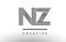 NZ N Z Black and White Lines Letter Logo Design.