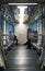 Ð¢o go by the underground.In a coach of the subway people go. Perspective. Vertical photo