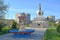 O.I. Gorodovikov Square with the fountain and a mortar of Reconciliation. Elista, Kalmykia