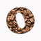 O, letter of the alphabet - coffee beans background
