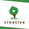 O Letter tree green logo vector template