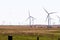 O'Neill, Nebraska, US July 22, 2019 Wind Farm In Nebraska Farm Land Wind Power Turbine Up Close