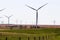 O'Neill, Nebraska, US July 22, 2019 Wind Farm In Nebraska Farm Land Wind Power Turbine Up Close