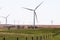 O'Neill, Nebraska, US July 22, 2019 Wind Farm In Nebraska Farm Land Wind Power Turbine Up Close
